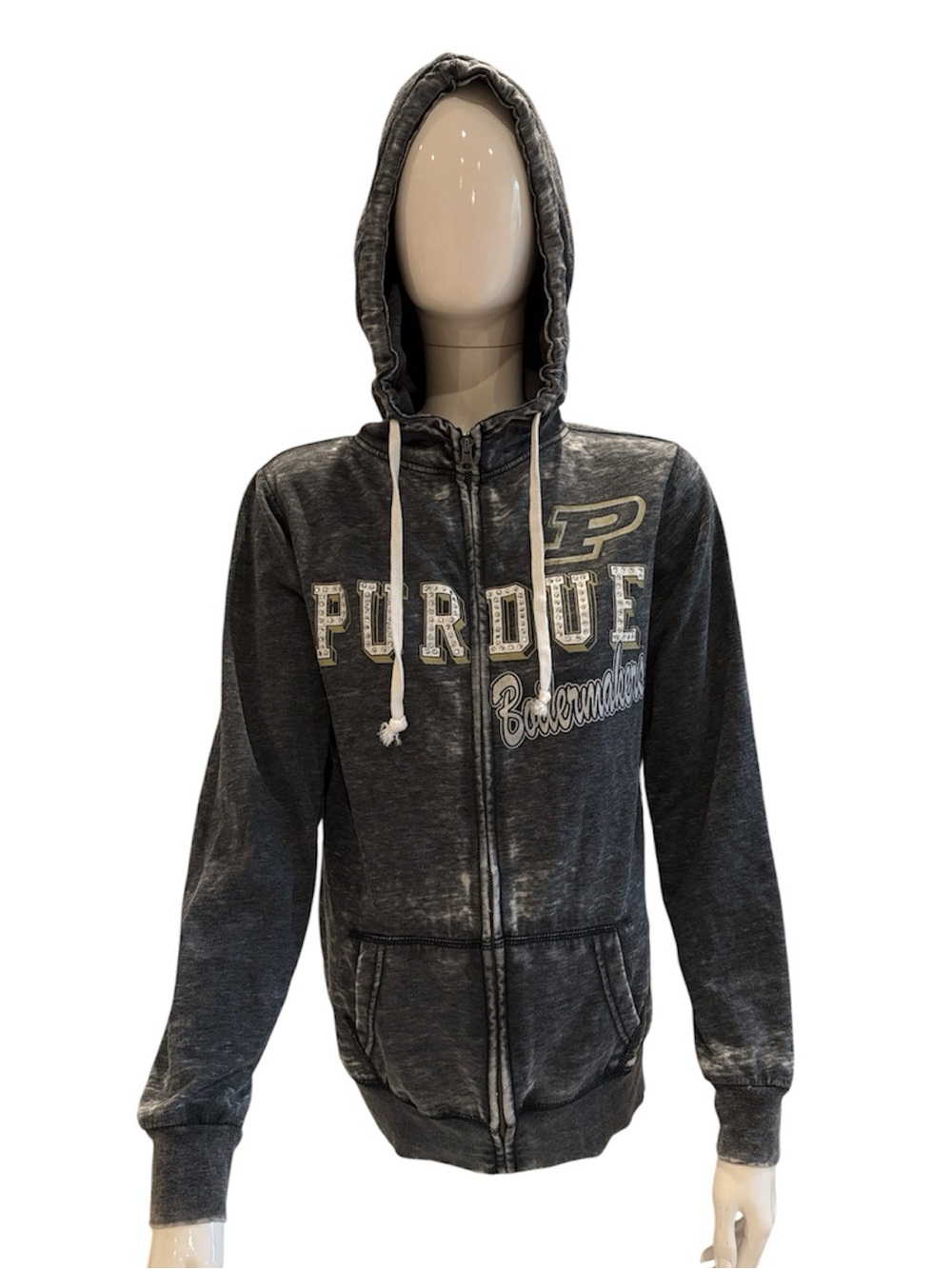 NWOT J. America Purdue Boilermakers Heather Charcoal Gray Bling Hoodie